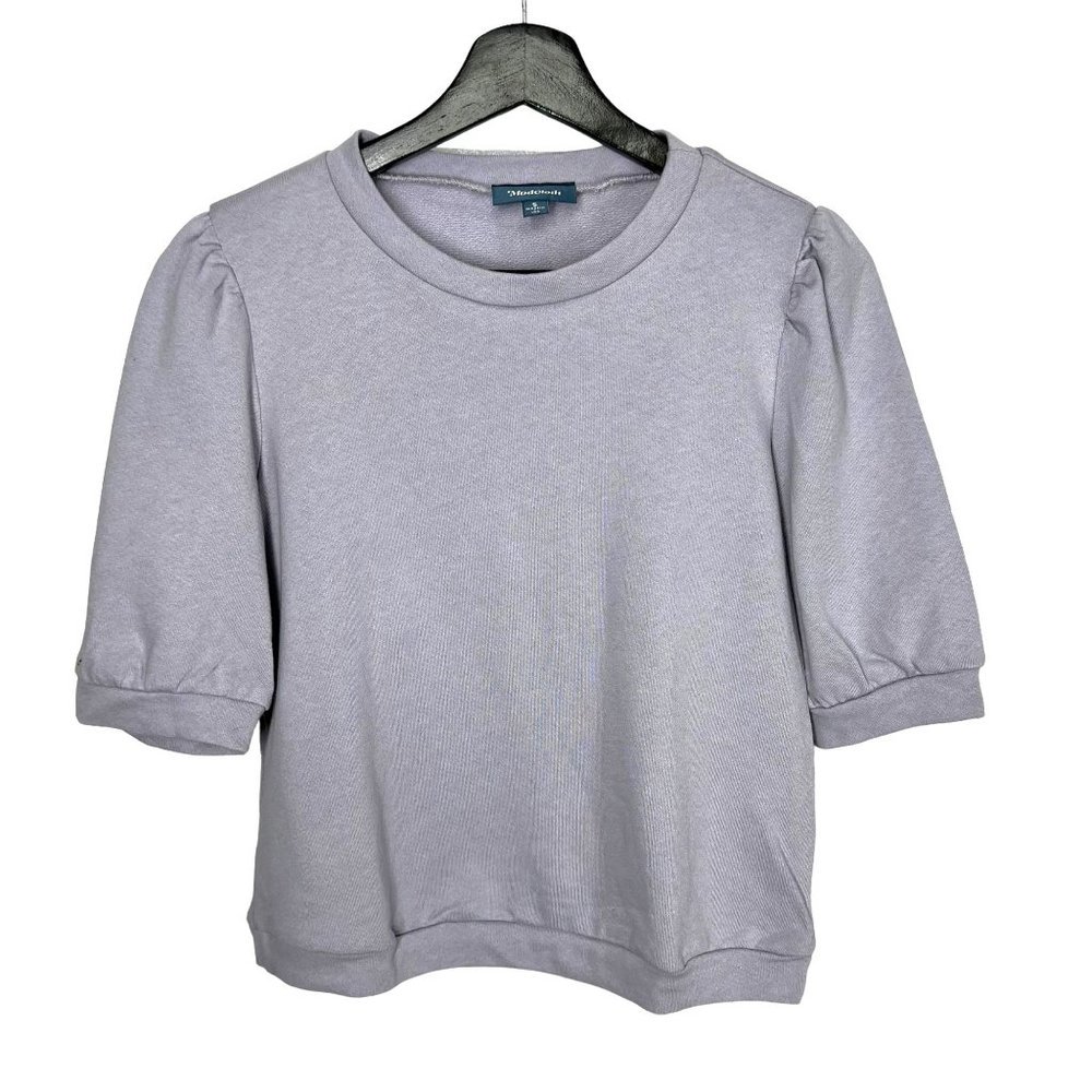 Modcloth Purple Half Puff Sleeve Short Waist Top Small